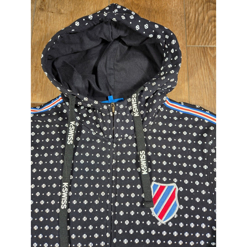 K-Swiss Zip Up Hoodie Men’s Small All Over Baseball Print Full Zip Sweatshirt